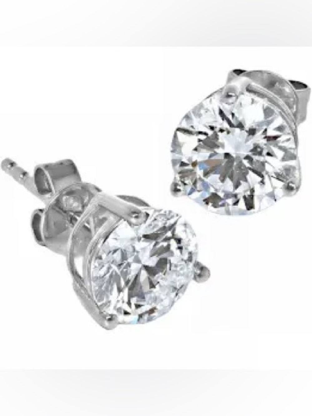 Classic Round Cut Cubic Zirconia Stud Earrings in Silver